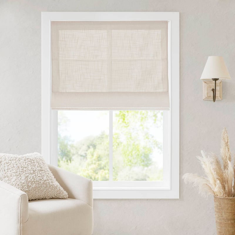 Madison Park Quincy Room Darkening Cordless Roman Shade - 35x64" - Linen