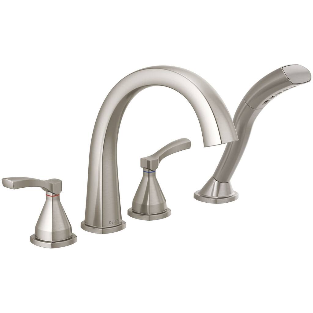 Delta Stryke Deck Mounted Roman Tub Filler with Built-In Diverter -