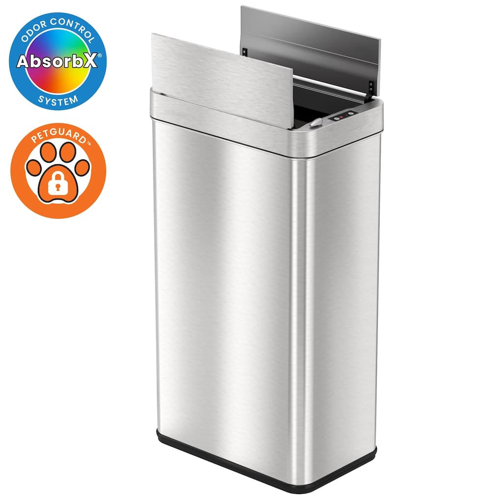 iTouchless 18 Gal Stainless Steel Wings Lid Sensor Kitchen Trash Can