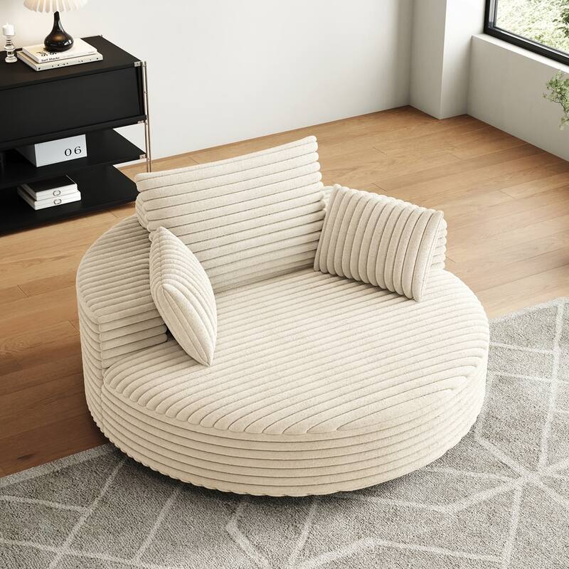 360 Degree Swivel Chair Corduroy Chenille Foam Single Sofa