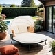 4 Piece Outdoor Daybed, PE Rattan Patio Daybed, Patio Sofa Set With Retractable Canopy, Cushions And Lifting Table, Patio Bed Furniture For Garden