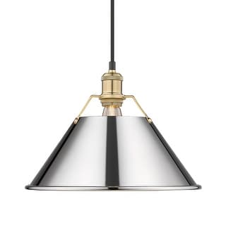 Yep by Golden Lighting Orwell 1-light 14in Pendant in Brushed Champagne Brass and Chrome shade - Gold