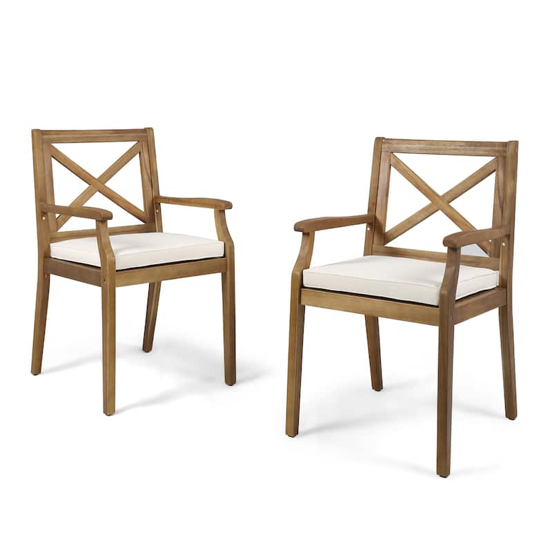 Perla Outdoor Acacia Wood Dining Chair (Set of 2) by Christopher Knight Home