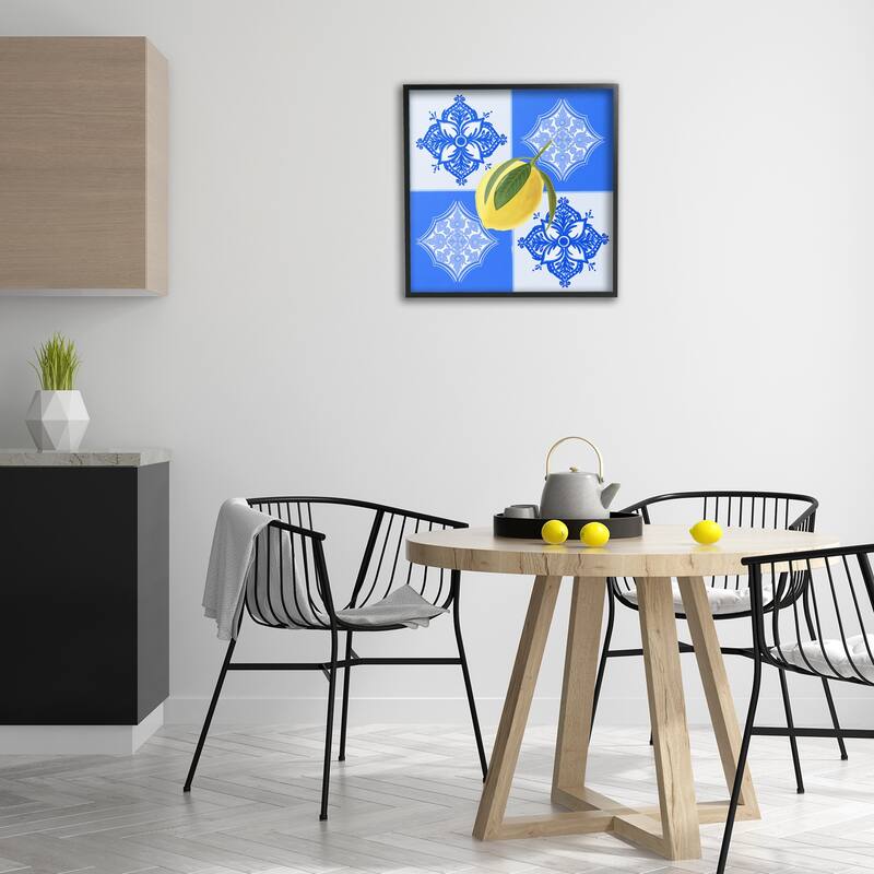 Stupell Lemon over Geometric Tiles Framed Giclee Art Design By Ashley Singleton