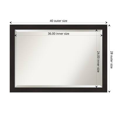 Beveled Bathroom Wall Mirror - Furniture Espresso Narrow Frame