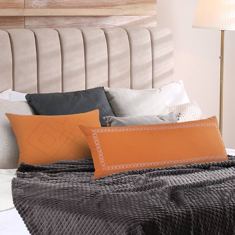 Sevita Dainty and Delicate Embroidered Border Throw Pillow
