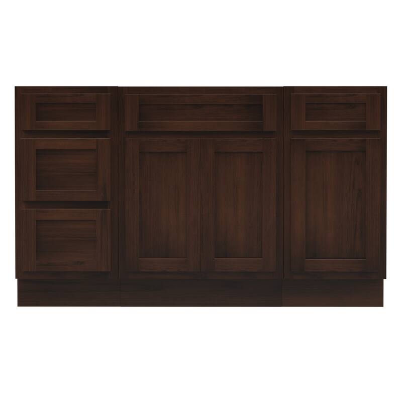 Vanity Art 54" Oak Freestanding Bathroom Vanity Cabinet without Top - Brown