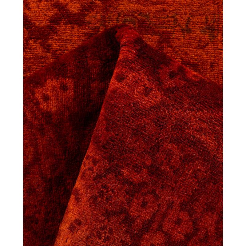 Overdyed One-of-a-Kind Hand-Knotted Area Rug - Orange - 2' 7" x 10' 1"