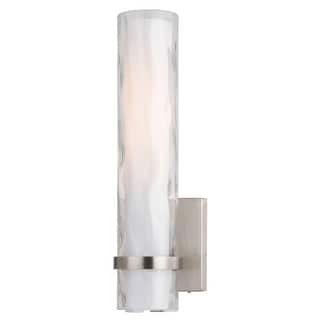 Vilo 1-Light 4.25 in. W Satin Nickel Bathroom Vanity Lighting Fixture, Clear Water and White Frosted Glass, Wall Mount Sconce