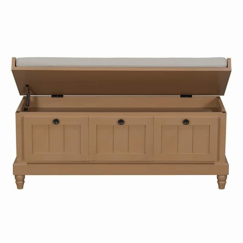 Classic Storage Bench with Cushioned Seat and Drawers