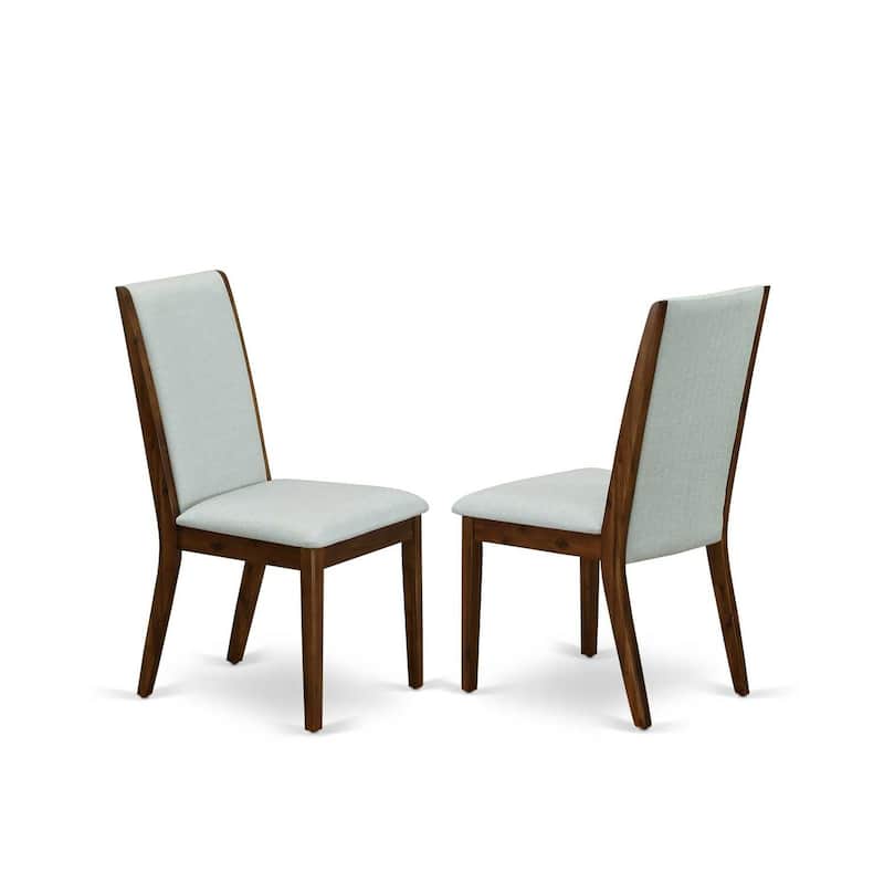 HomeStock 5-Piece Antique Walnut Finish Solid Wood Top Dining Table with 4 Parson Chair with Drop Leaf Lattice Back