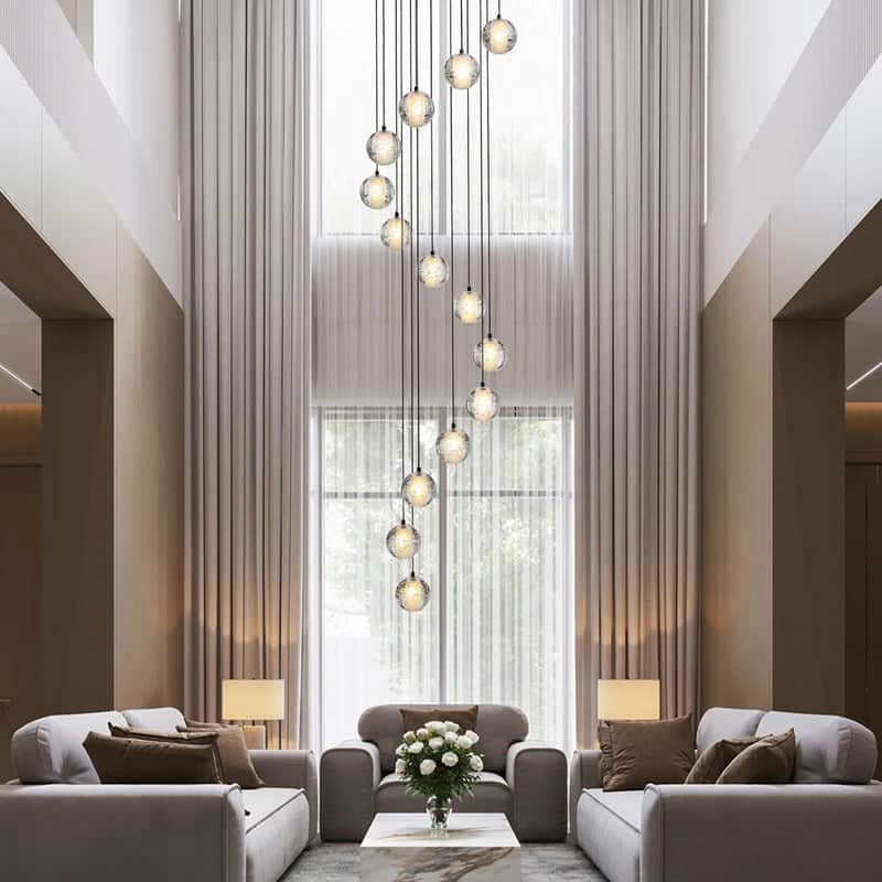 KAYLA 14-Lights Black Staircase Chandelier, Modern Pendant Light Fixture for Entryway, Living Room, Dinning Room, Foyer