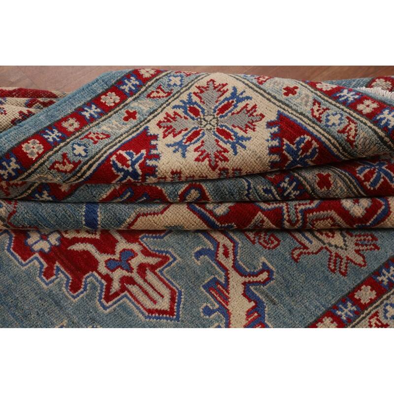 Light Blue Kazak Oriental Area Rug Hand-Knotted Wool Carpet - 5'9" x 8'1"