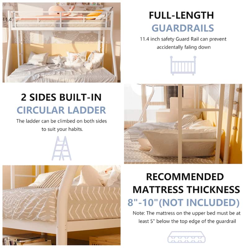 Standard Metal Bunk Bed - Bed Frame for Kids, Teens & Guest Rooms