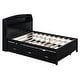 preview thumbnail 15 of 25, Full Size Wooden LED Platform Bed with Trundle & Storage Headboard with Drawers, White