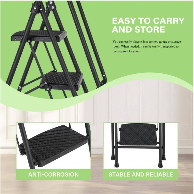 5-Step Steel Folding Step Stool Ladder with Removable Tool Bag