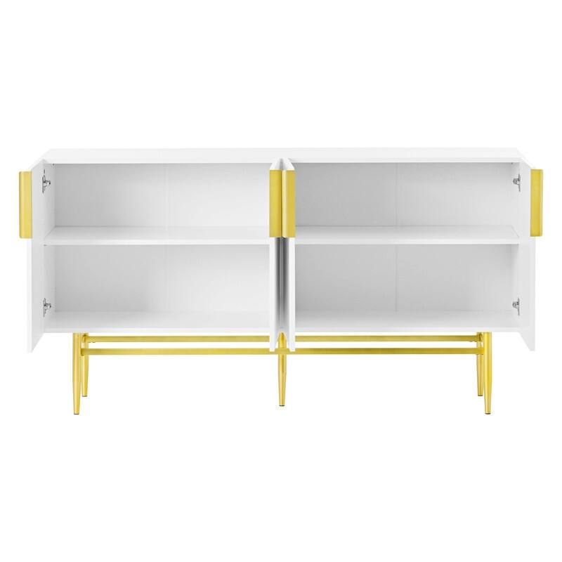 Modern Accent Cabinet with 4 Doors and Adjustable Shelves, Sideboard Buffet Storage Cabinet for Living Room, Entryway