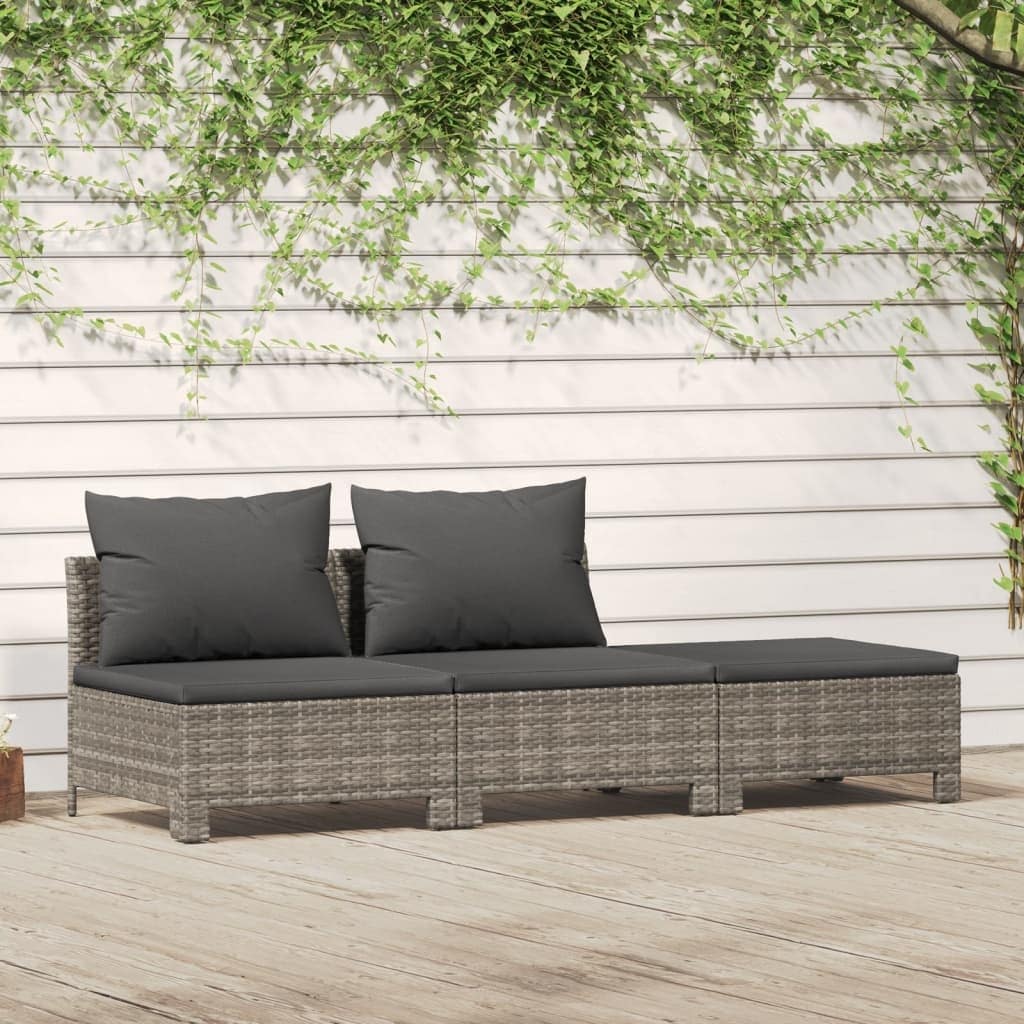 vidaXL 2 Piece Patio Lounge Set with Cushions Gray Poly Rattan