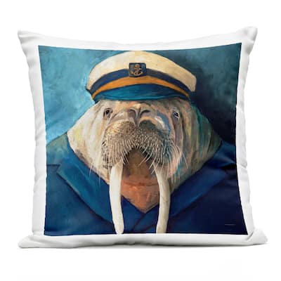 Stupell Sailor Captain Walrus Printed Outdoor Throw Pillow Design by Kamdon Kreations