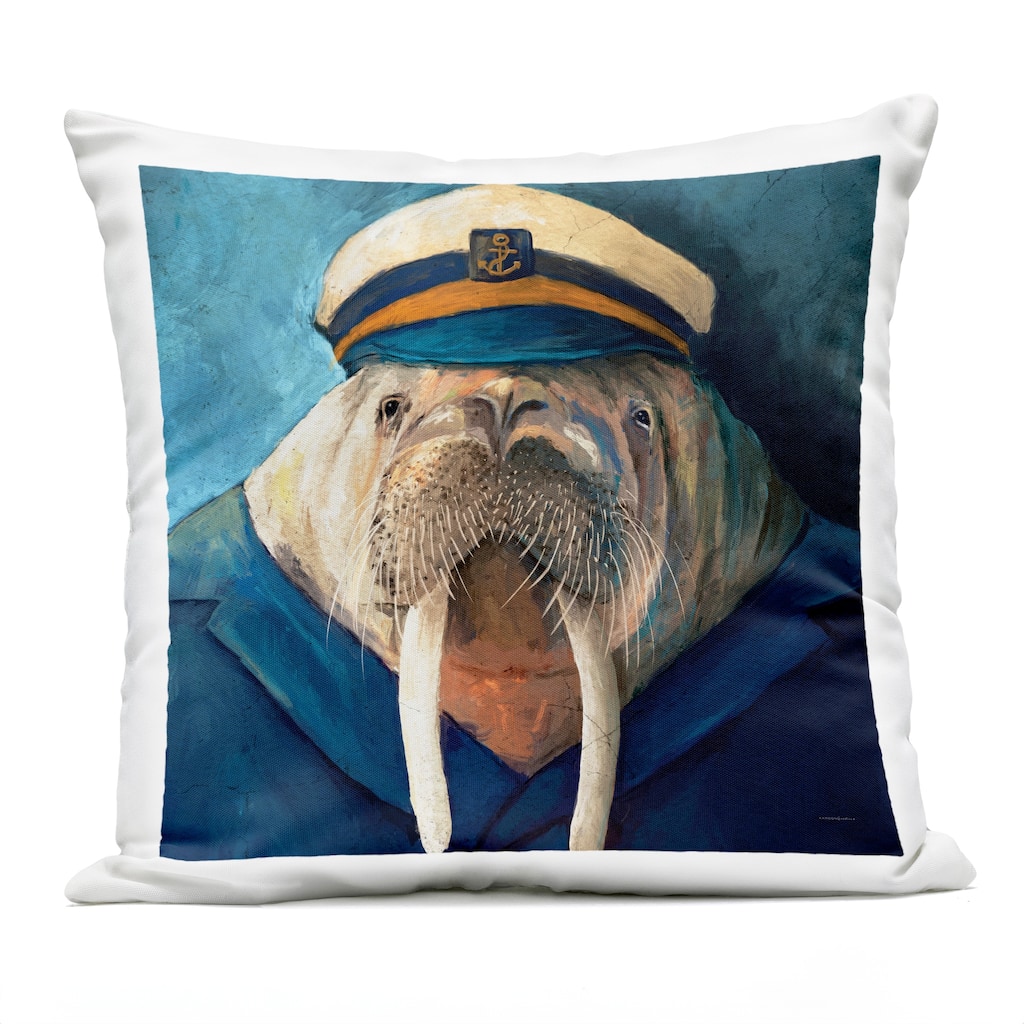 Stupell Sailor Captain Walrus Printed Outdoor Throw Pillow Design by Kamdon Kreations