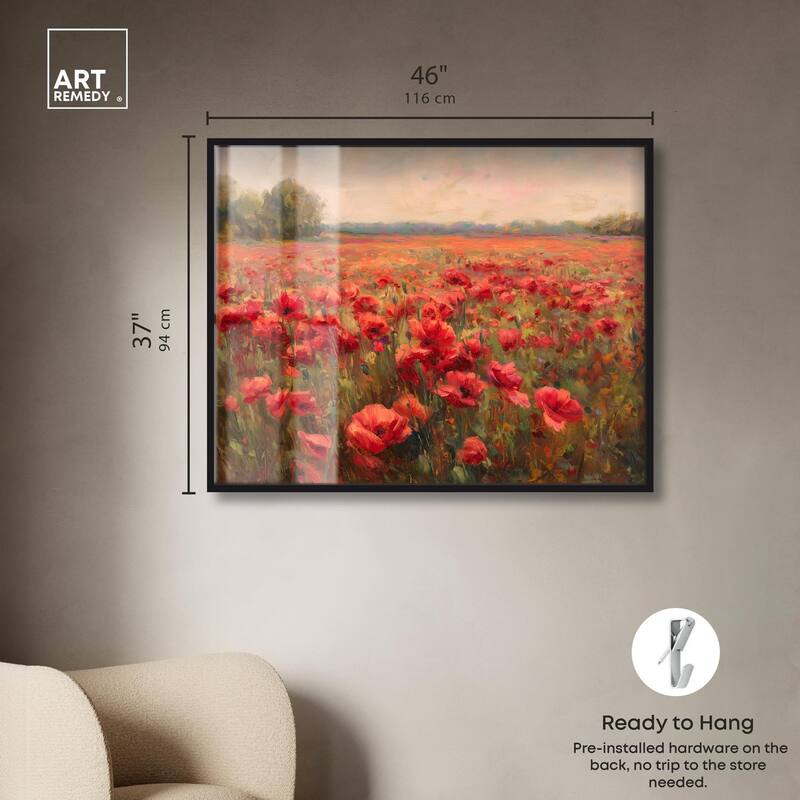 Sea of Red Poppies II Shadowbox by Art Remedy