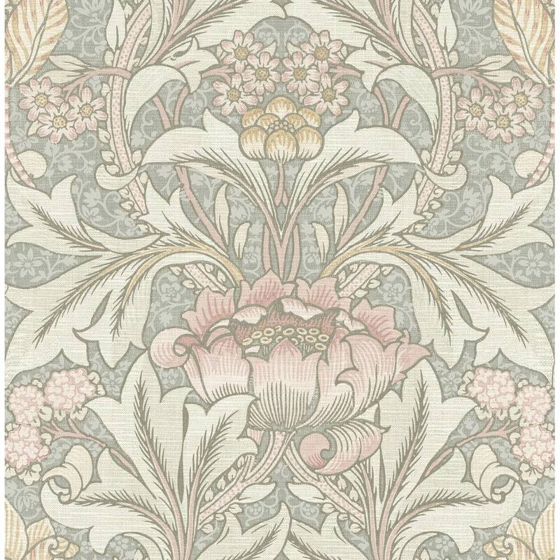 Seabrook Designs Morris Flower Unpasted Wallpaper - 20.5 in. W x 33 ft. L - Daydream Grey