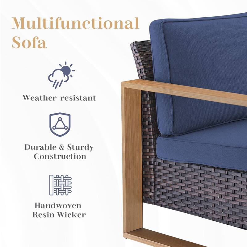 Pocassy 4/6/8PCS Sofa Swivel Chair with Fire Pit Table Set