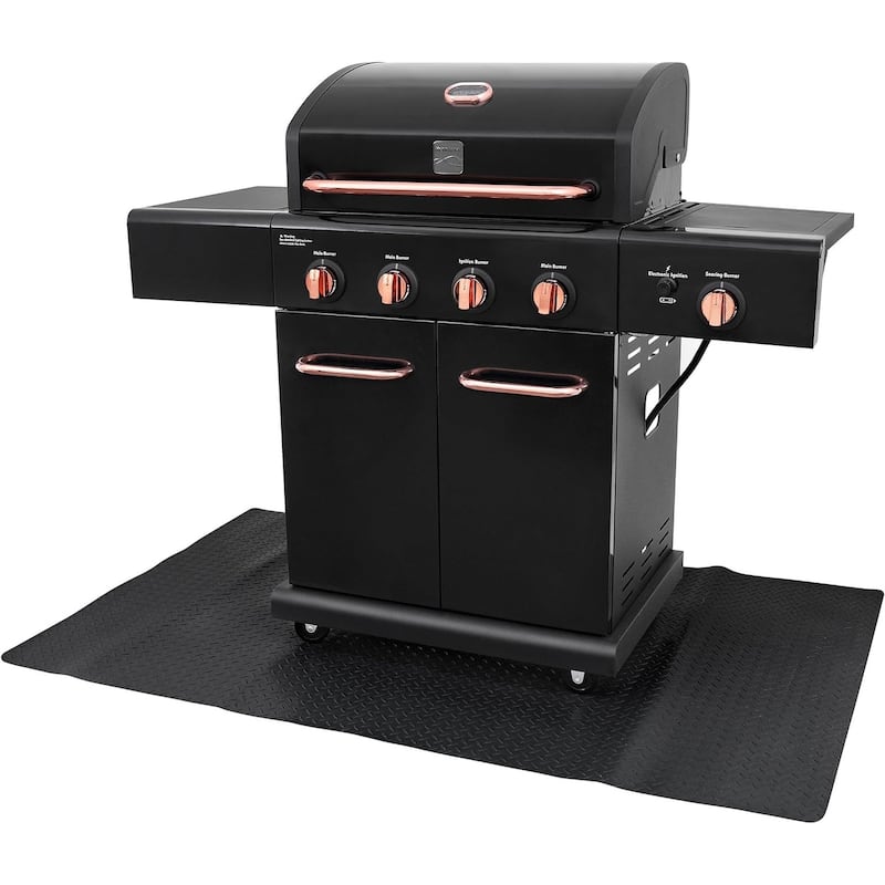 Permasteel 65" W x 39" D Under Grill Mat - Black - Plastic