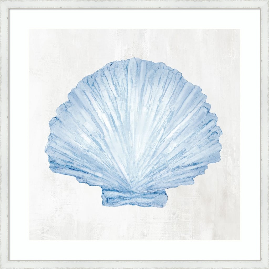 Light Blue Seashell No. 3 by Hannah Dawson Wood Framed Wall Art Print