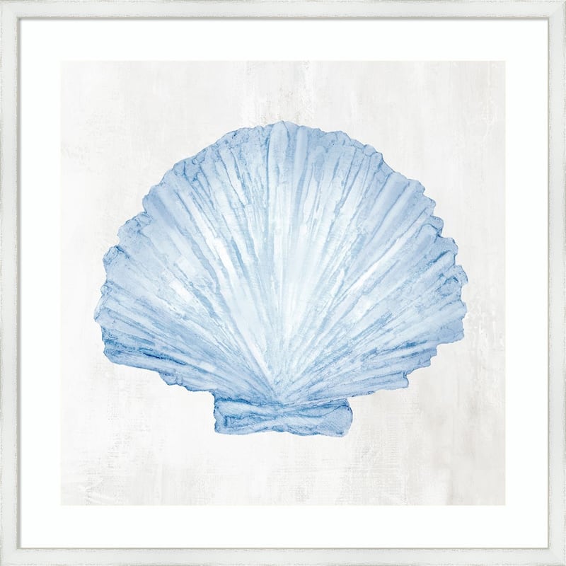 Light Blue Seashell No. 3 by Hannah Dawson Wood Framed Wall Art Print