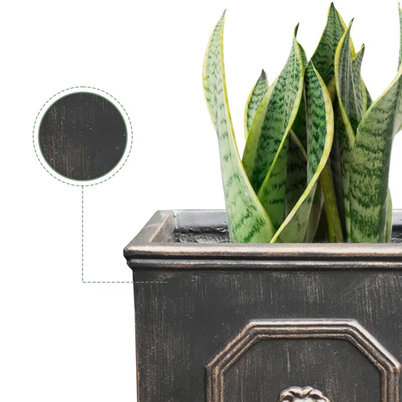 DurX-litecrete Lightweight Concrete Lion Head Square Bronze Planter Medium - 12.6'x12.6'x12.6'