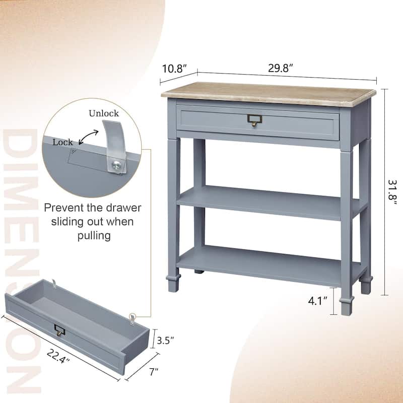 Accent White Console Table with Drawer and Shelf, Wood Sofa Table with Storage for Entryway Hallway Living Room