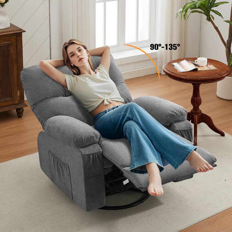 Recliner Chair,360 Degree Rotating Swing Single Sofa Chair, Equipped with Soft Cushion and Backrest, Comfortable Armchair