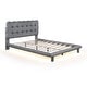 preview thumbnail 14 of 20, Marshmallow Shaped Button-Tufted Headboard LED Platform Bed