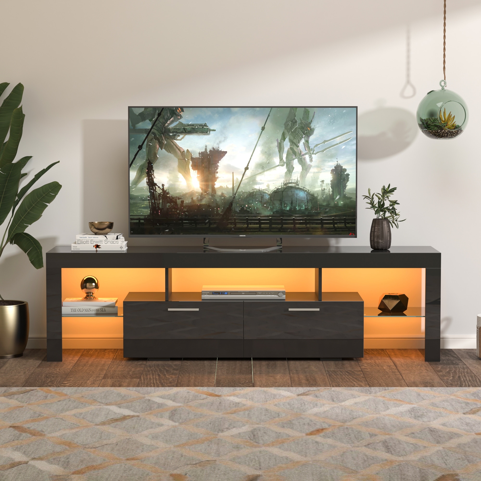 LED TV Entertainment Center TV Stand with Storage Display Cabinet