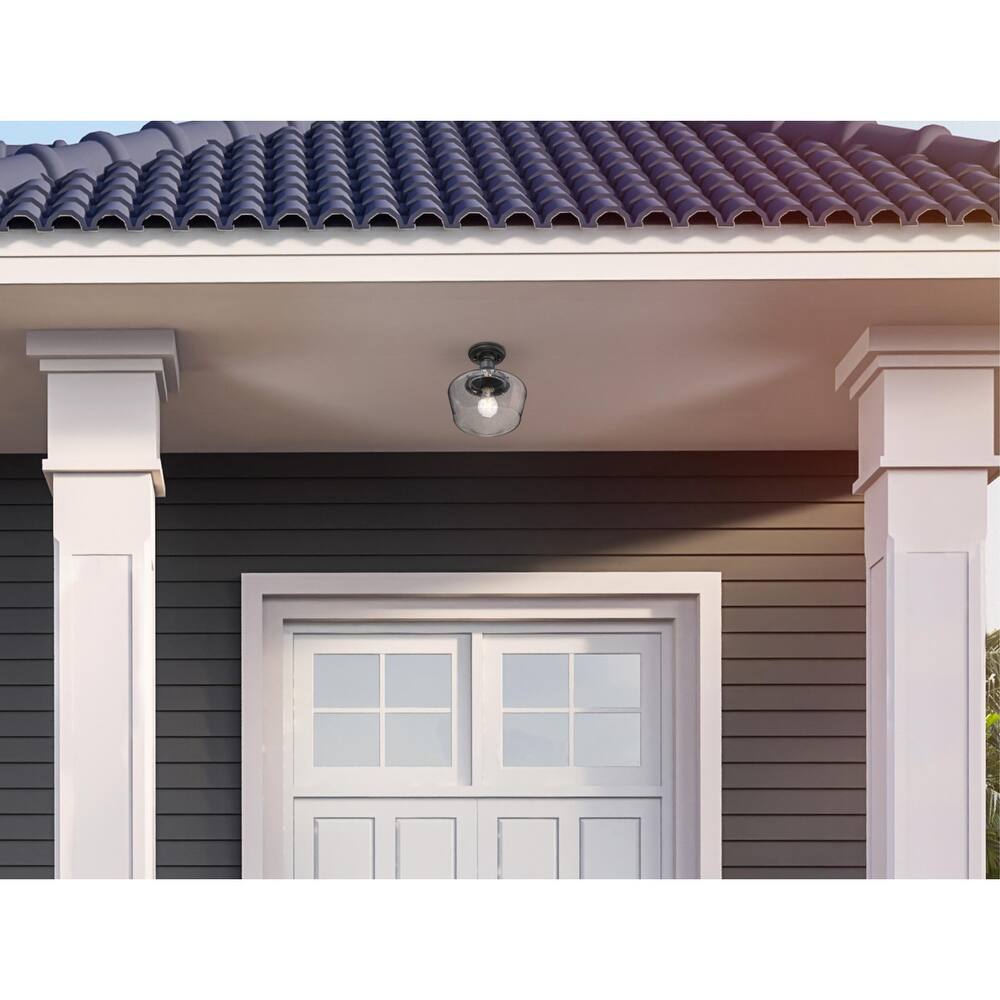 Westinghouse Lighting Scholar 9 Inch, One Light Outdoor Semi-Flush Mount Fixture, Clear Seeded Glass - 1-Light