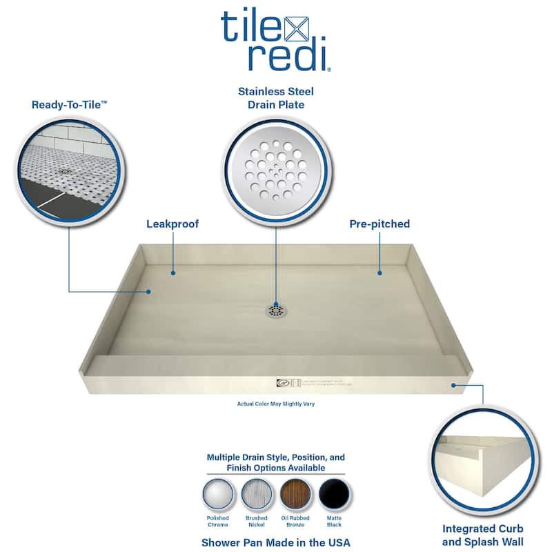 Tile Redi P3648RPVC Redi Base 48" x 36" Rectangular Shower Base with