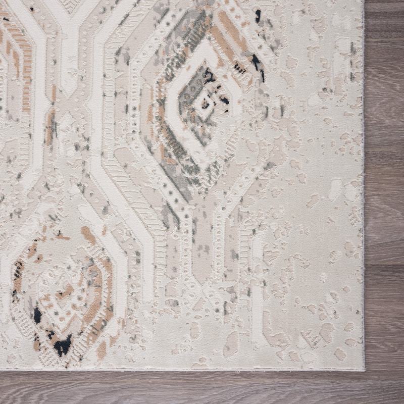 Sevita Gray/Cream/Taupe Geometric Contemporary Ikat Area Rug