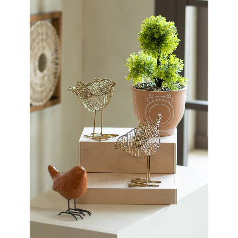 6.5" Metal Wire Bird Tabletop Decor Set