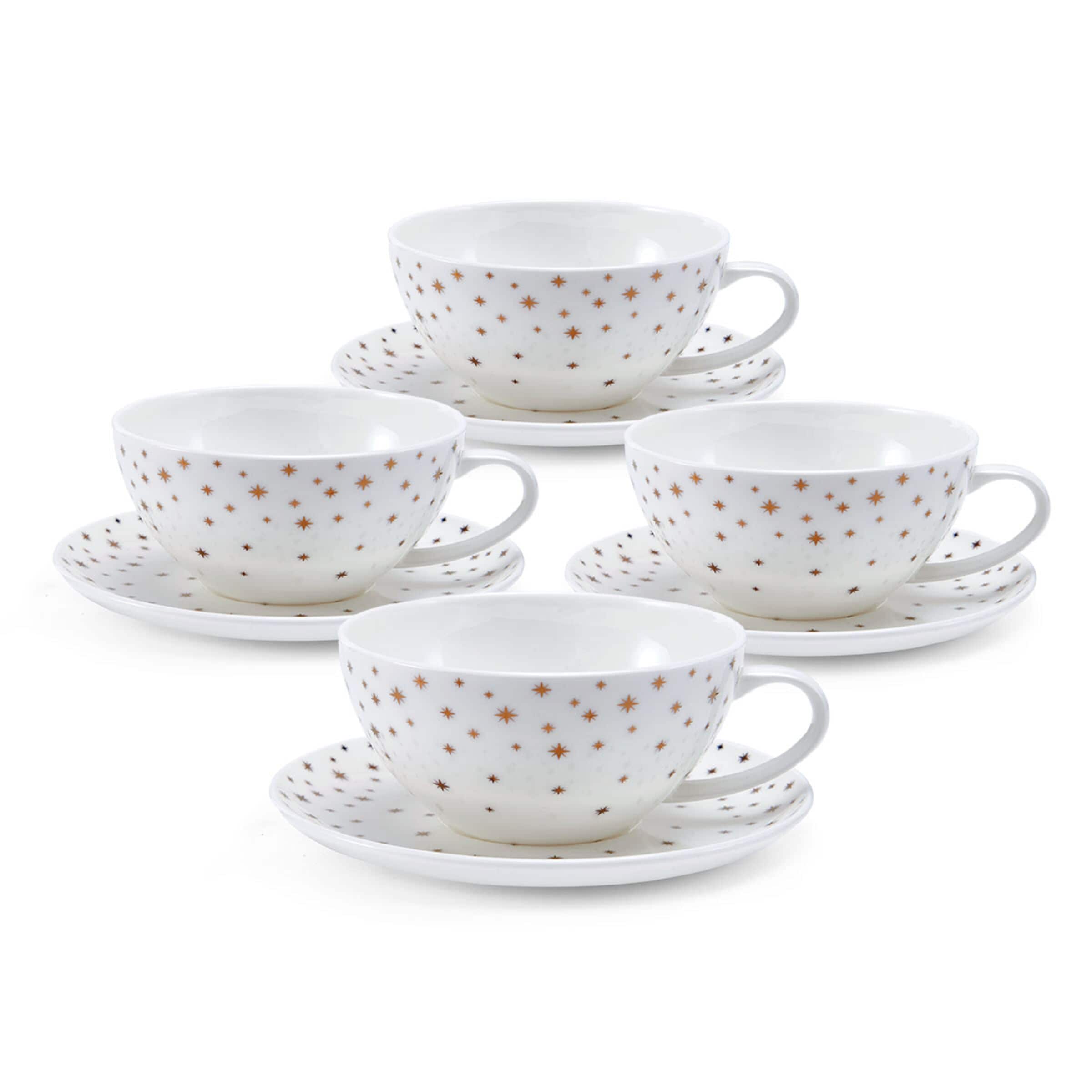 Mikasa Millie Gold 8-oz Cup w/6-in Saucer,Set of 4