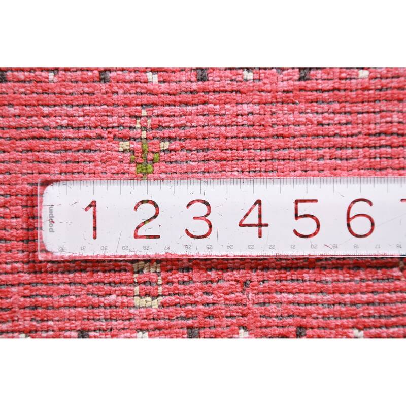 Hand Knotted Oriental 100% Wool Carpet Tribal Stripe Red Gabbeh Runner Rug - 10' 0'' X 2' 6''
