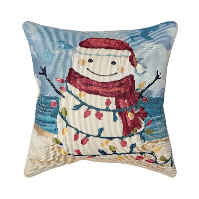 Liora Manne Marina Beach Snowman Indoor/Outdoor Pillow