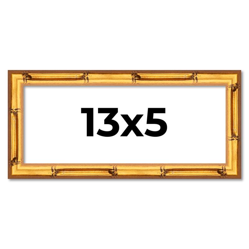 13x5 Frame Gold Bamboo Picture Frame Modern Photo Frame Includes UV Acrylic Shatter Guard Front Acid Free Foam Backing Board