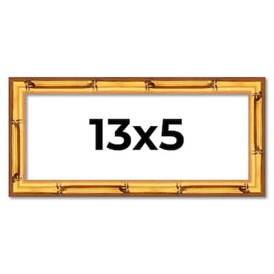 13x5 Frame Gold Bamboo Picture Frame Modern Photo Frame Includes UV Acrylic Shatter Guard Front Acid Free Foam Backing Board