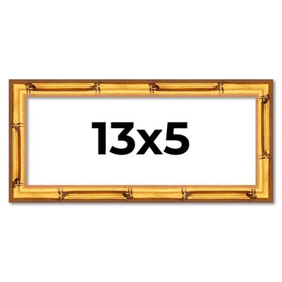13x5 Frame Gold Bamboo Solid Wood Picture Frame | 1 Inch Moulding