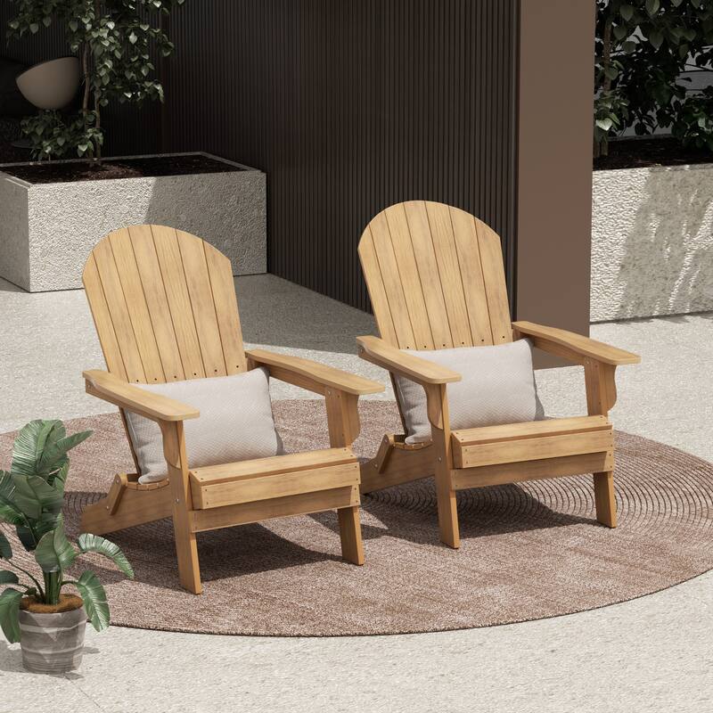 Vineyard HIPS Outdoor Folding Eco-Friendly All Weather Seashell Adirondack Chair (Set of 2) - Teak