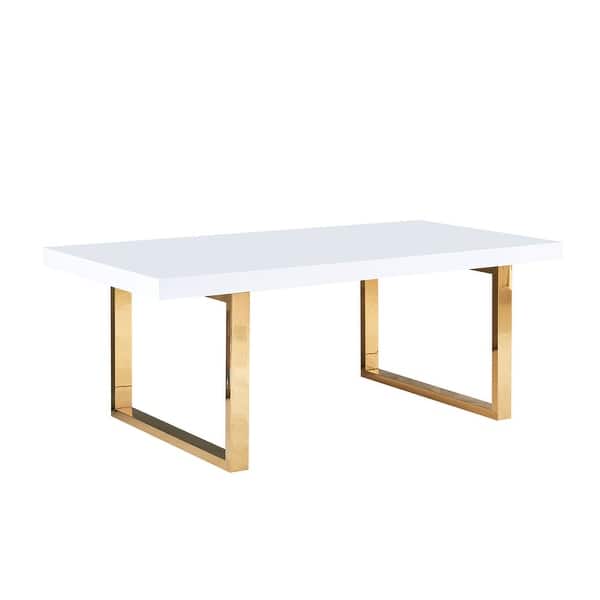Best Master Furniture 79 Inch Rectangular White Gloss Dining Table