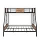 preview thumbnail 8 of 7, Black Twin over Full Metal Bunk Bed, Heavy Duty Frame with Safety Rail , 2 Side Ladders & Decorative Wood