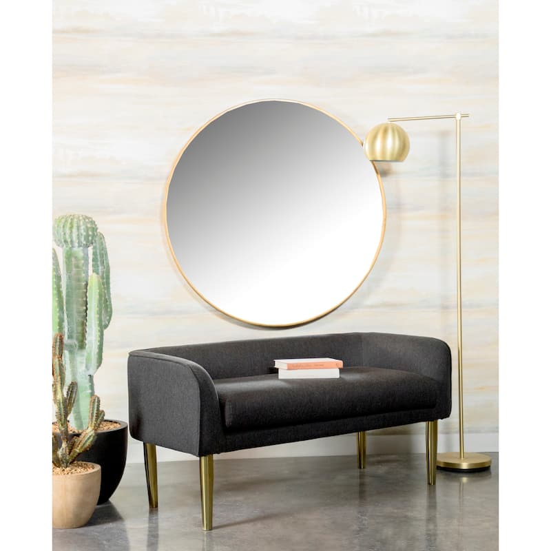 Mid Century Modern Design Dark Grey Upholstered Accent Bench