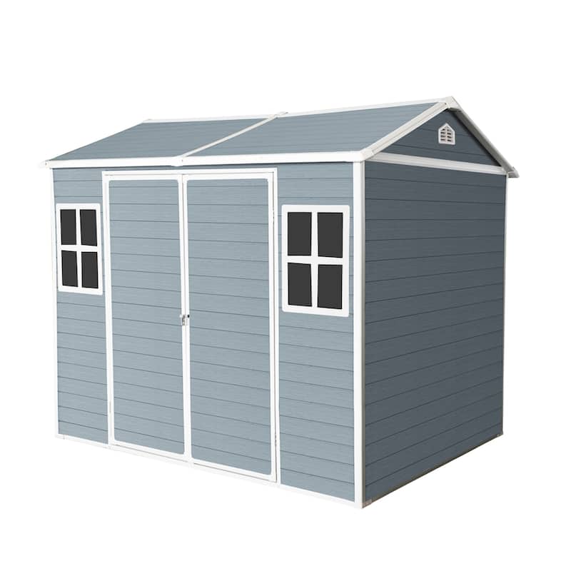 8x6ft Waterproof Resin Outdoor Storage Shed with Floor - Grey
